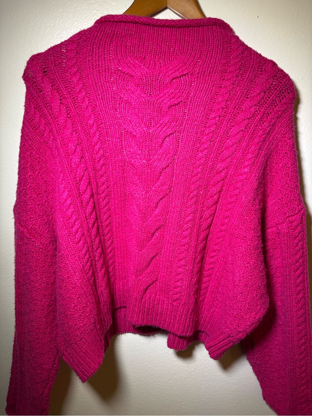 Pilcro Anthropologie Cable Knit Cropped Chunky Sweater M Oversized Boat Neck - Picture 7 of 10